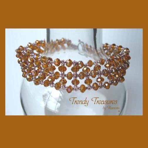 Lacy Gold & Light Purple Crystals Woven Bracelet,One-of-a-Kind,#TrendyTreasuresByRamona