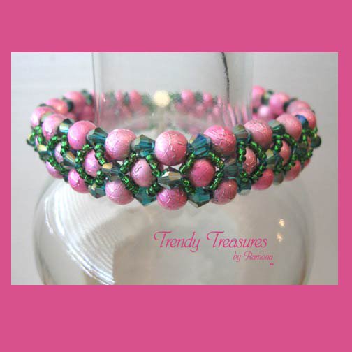 Hot Pink Pearls & Crystals Woven Bracelet,Mother's Day Special,#TrendyTreasuresByRamona