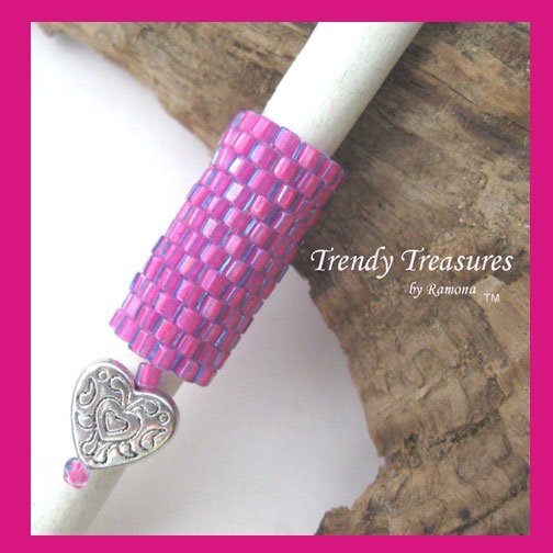 Turquoise-lined Pink Dreadlock Sleeve, Dread Bead, Braid Bead,Butterfly#TrendyTreasuresByRamona