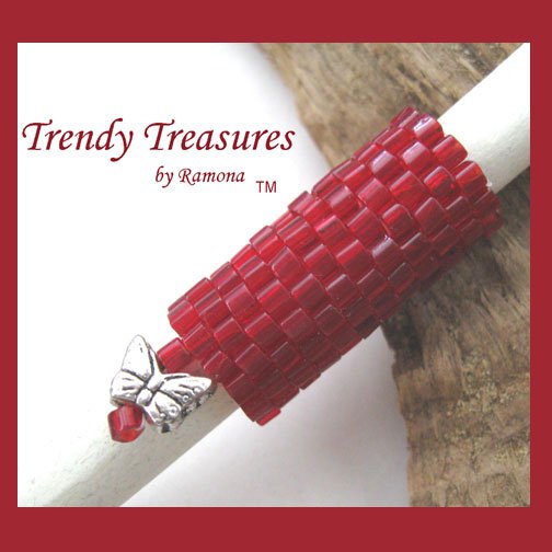 Bright Red, Dreadlock Bead, Dread Sleeve, Butterfly Charm, #TrendyTreasuresByRamona
