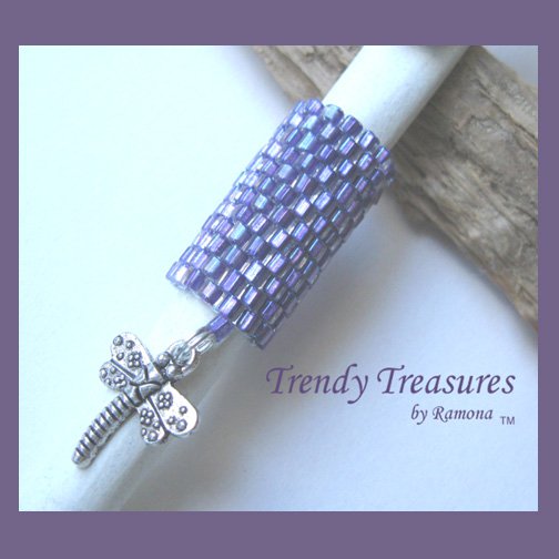 Iridescent Purple Dreadlock Bead, Dragonfly Charm, Dread Sleeve, #TrendyTreasuresByRamona
