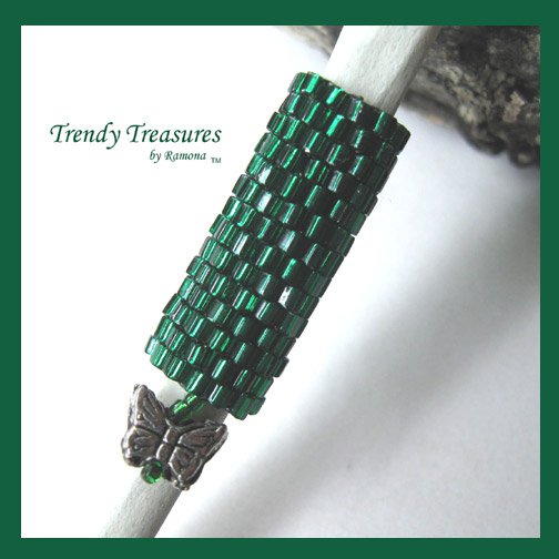 Small Emerald Green Dreadlock Sleeve, Dread Bead, Butterfly Charm, #TrendyTreasuresByRamona