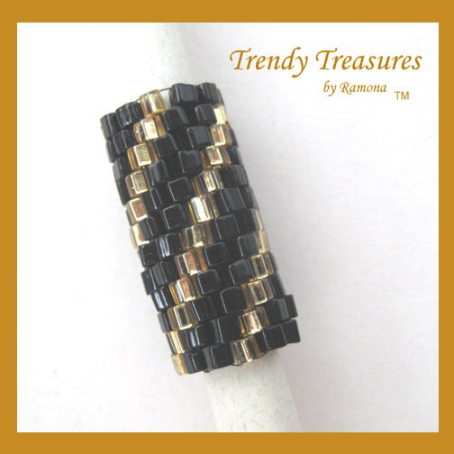 Sparkling Gold, Shiny Black Spiral, Dreadlock Sleeve, Dread Bead, #TrendyTreasuresByRamona