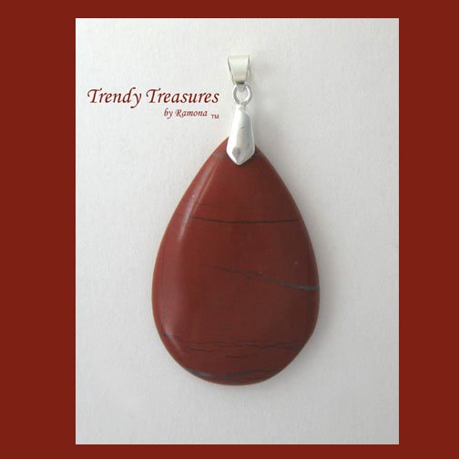 Flame Jasper Teardrop Pendant,Artisan Crafted,Make Necklace,#TrendyTreasuresByRamona