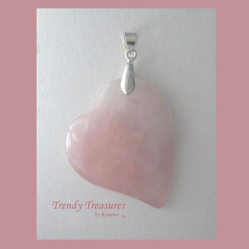 Rose Quartz Tilted Heart Pendant,Artisan Crafted,Make Necklace,#TrendyTreasuresByRamona