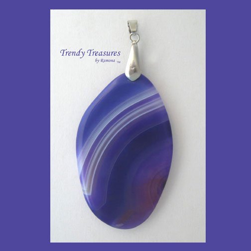 Purple Onyx Agate Pendant Polished Oval Gemstone, #TrendyTreasuresByRamona