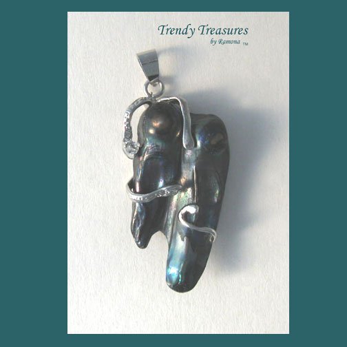 Wrapped Natural Pearl Pendant ,Polished Gemstone, #TrendyTreasuresByRamona