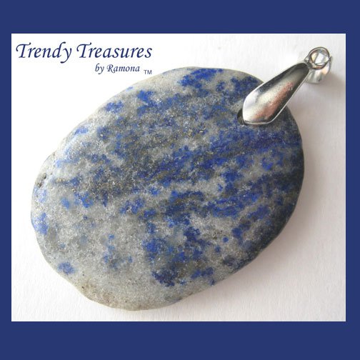 Lapis Lazuli, Pyrite Pendant Polished Oval Gemstone, #TrendyTreasuresByRamona
