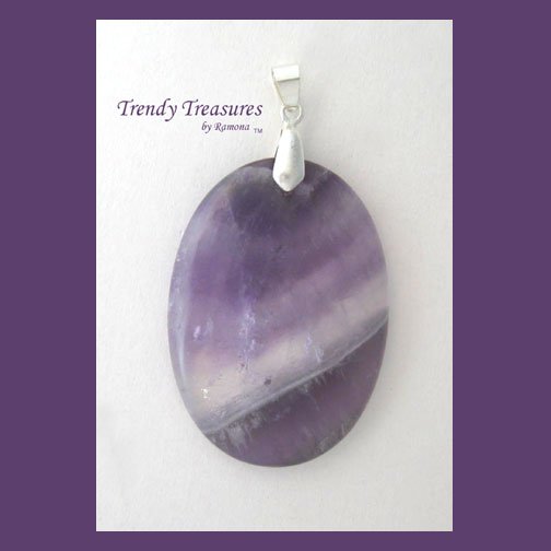 Genuine Amethyst Oval Pendant, Polished Gemstone, #TrendyTreasuresByRamona