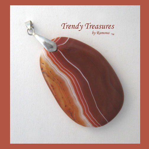 Red Onyx Agate Pendant Polished Gemstone Necklace, #TrendyTreasuresByRamona