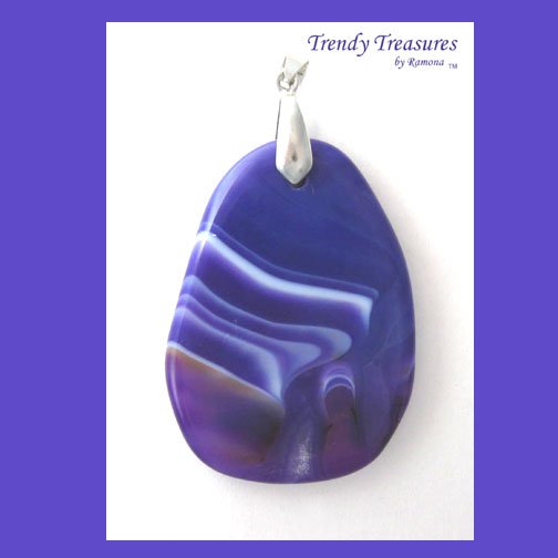 Purple Onyx Agate Oval Gemstone Pendant, Polished, #TrendyTreasuresByRamona