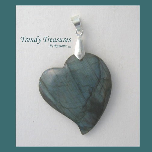 Natural Labradorite Tilted Heart Pendant Gemstone Bead,#TrendyTreasuresByRamona