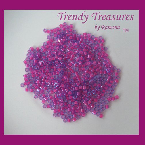 ToHo Cube Beads, 2 mm, 15 Grams, Hot Pink, No. 980, #TrendyTreasuresByRamona,