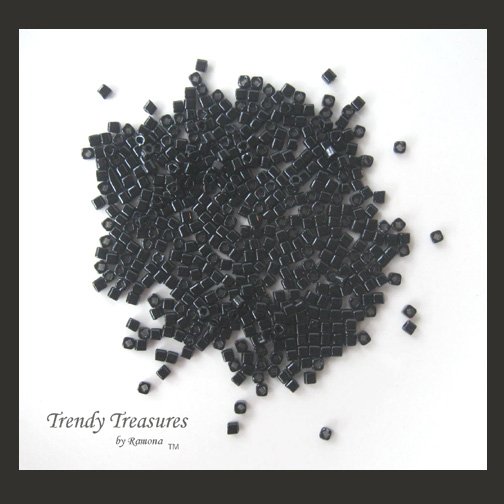 ToHo Cube Beads, 2 mm, 15 Grams, Opaque Black, No. 49, #TrendyTreasuresByRamona,