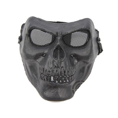 Death Skull Bone Airsoft Full Face Mask -Black- Protective Military Game