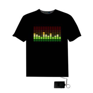 EL LED T-Shirt Light Glowing DJ Figure - Music Frequency Spectrum Moving (Size L)