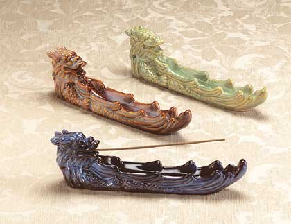Glazed Porcelain Dragon Incense Burner 3ct