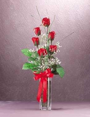Satin Roses Bouquet in Vase 1 ct