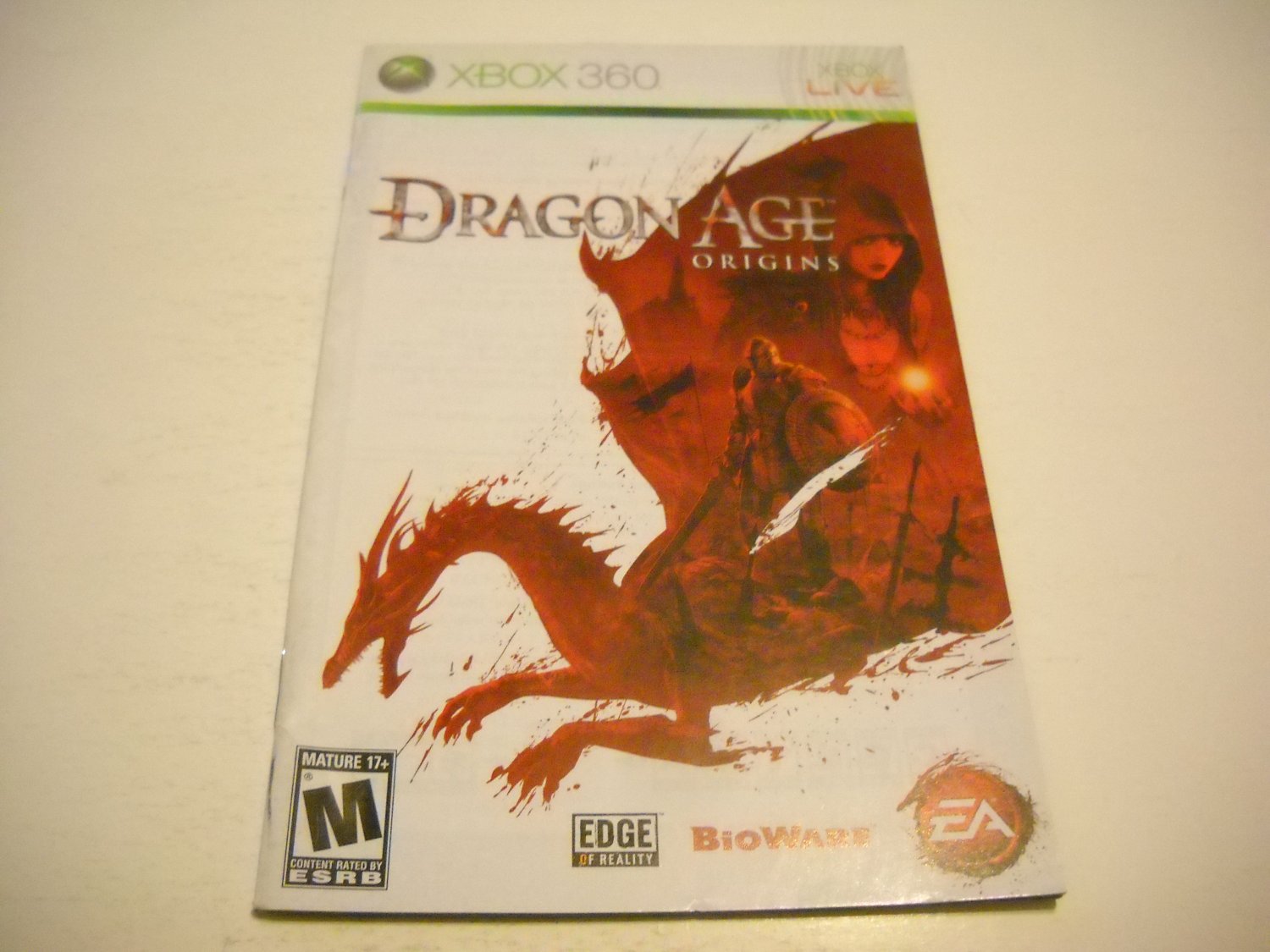Manual ONLY ~ for Dragon Age Origins - Xbox 360 Instruction Booklet