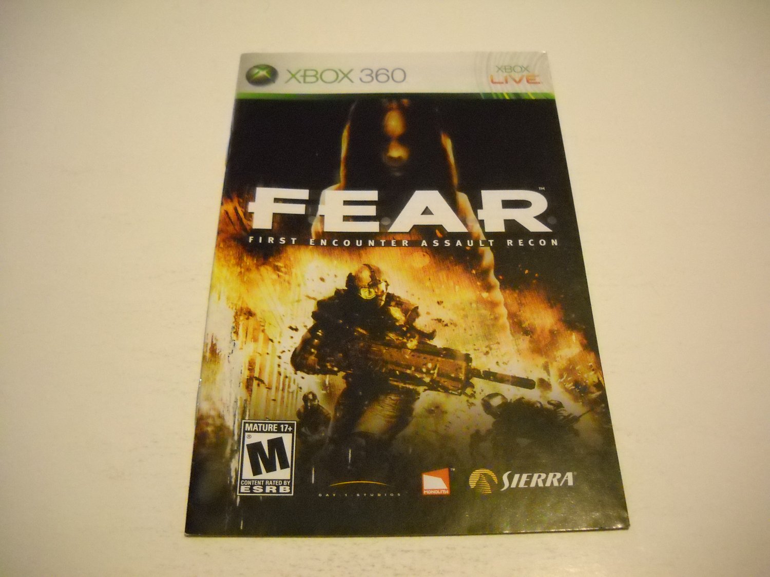Manual ONLY ~ for FEAR - Xbox 360 Instruction Booklet