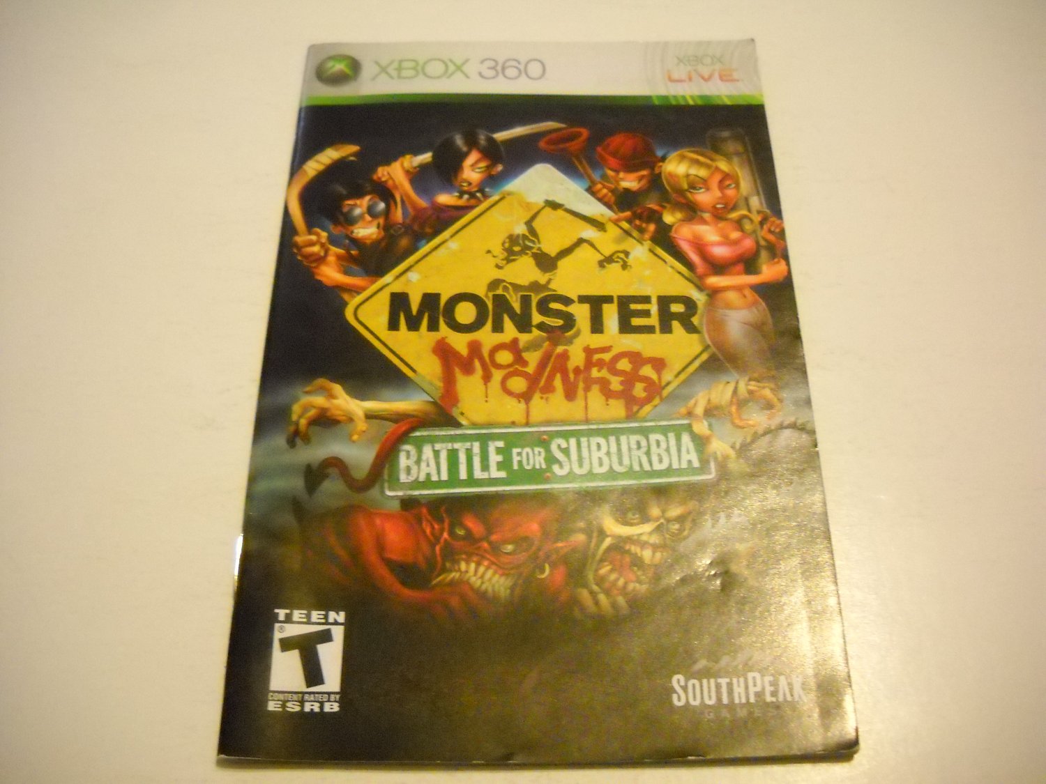 Manual ONLY ~ for Monster Madness Battle for Suburbia - Xbox 360 Instruction Booklet