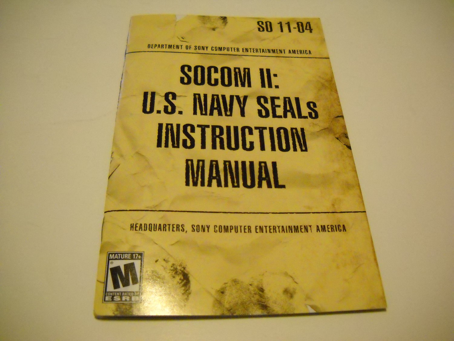 Manual ONLY ~ for Socom II U.S. Navy Seals Ps2