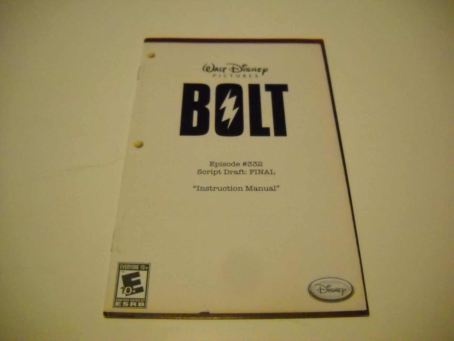 Manual ONLY ~ for Bolt Ps2