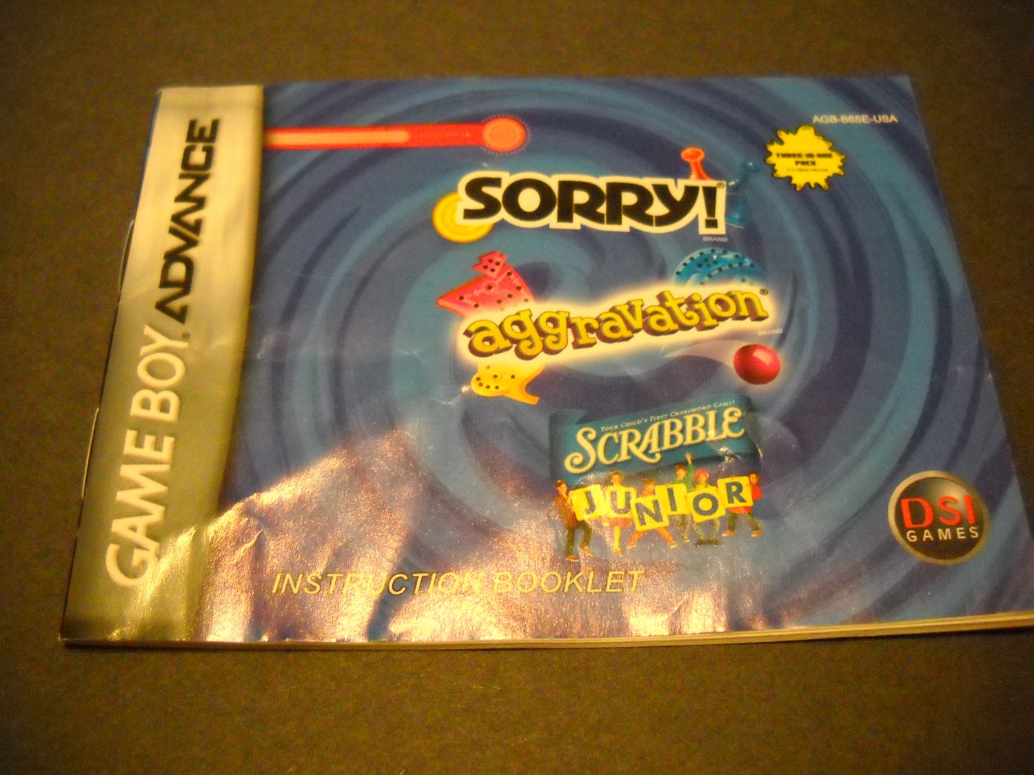 Manual ONLY ~ for Sorry / Aggravation / Scrabble Junior Gameboy Advance