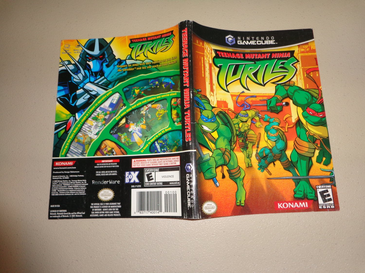 Artwork ONLY ~ Teenage Mutant Ninja Turtles - Gamecube Cover Art Insert