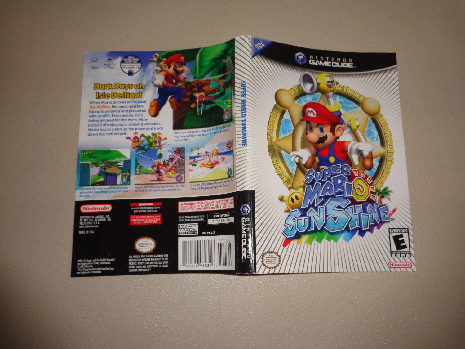 Artwork ONLY ~ Super Mario Sunshine - Gamecube Cover Art Insert