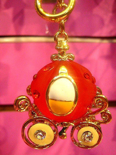 Pumpkin Carriage Key Chain Ring Charm Swarovski Crystal