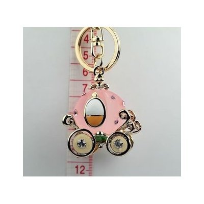Pumpkin Carriage Key Chain Ring Charm Swarovski Crystal