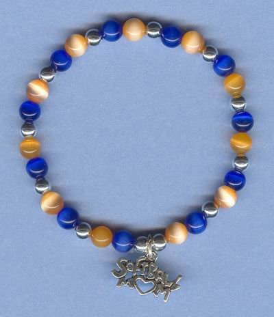SOFTBALL MOM STERLING SILVER CHARM BRACELET
