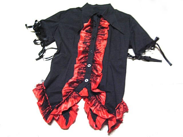 Gothic Jrock Shirt Plus size XXL with Corset Lacing on back.