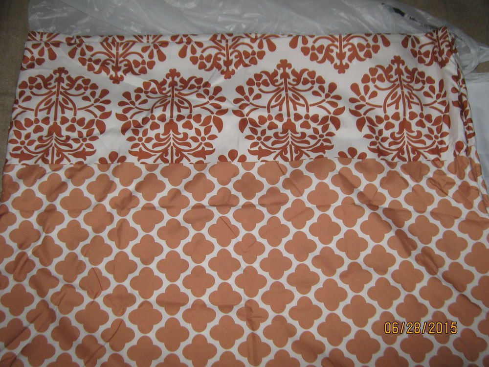 New 2 Rust & White Abstract Design Standard Pillow Cases Zip Closure 20x26