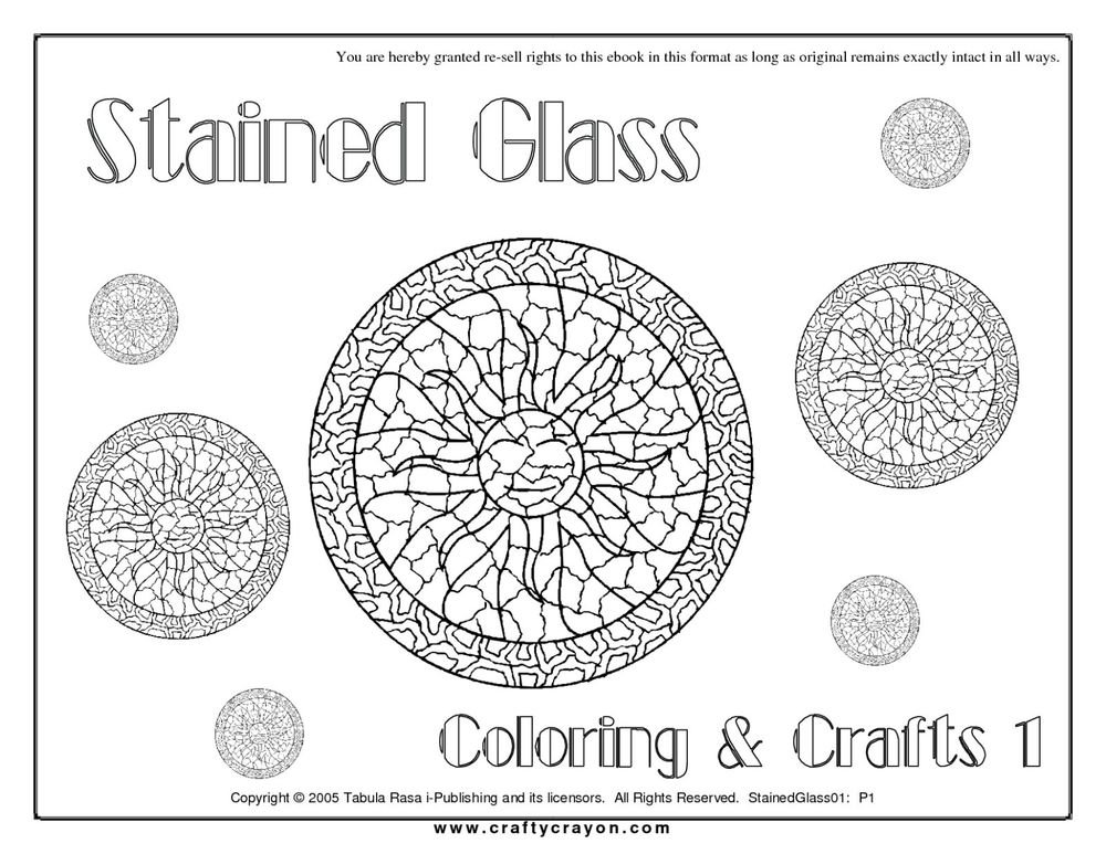 Stained Glass Printable Coloring eBook 97 Pages on CD
