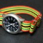 Green Red Yellow Black Stripe 22mm Nato Nylon Watch Strap