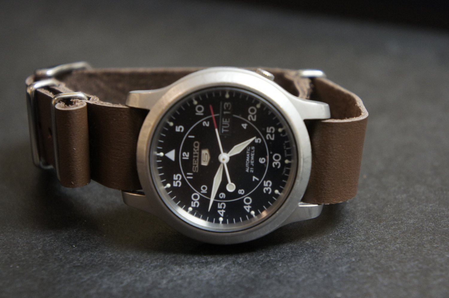 Brown 22mm Leather Nato Watch Strap