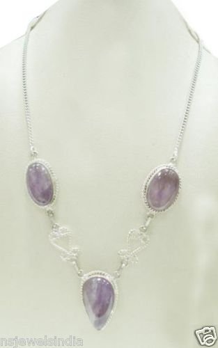 33.16 gm Designer Amythist Gemstone Silver Necklace