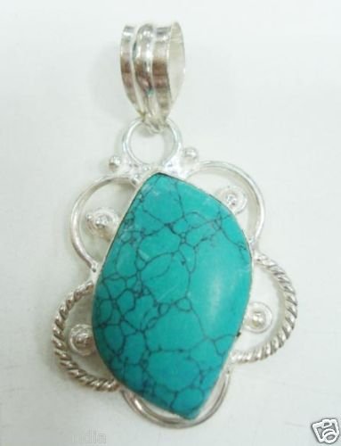 5.95 gm Stunning Turquise Gemstone Silver Pendant