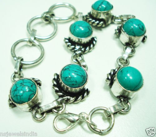 23.74 gm Stunning Turquise gemstone silver bracelet