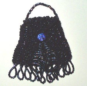Black Beaded Knitted Vintage Style Doll Pocketbook