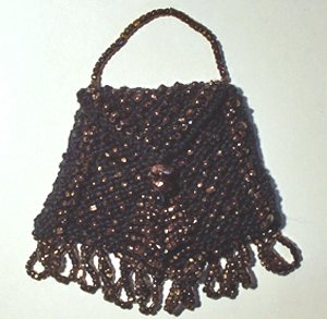 Black & Gold Beaded Knitted Vintage Style Doll Pocketbook