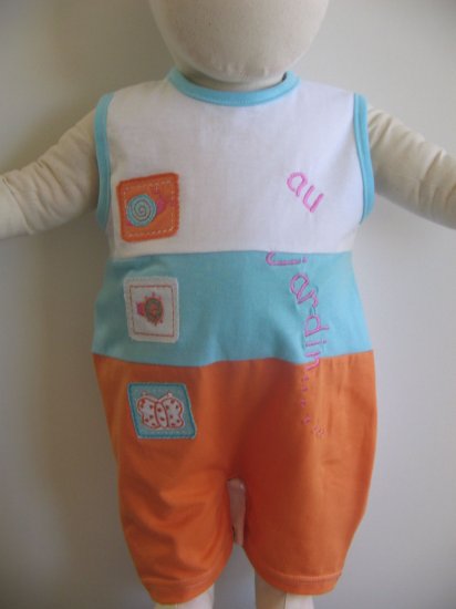 End of Summer SALE item- JARDIN onesies- 6M, Imported from France, FREE SHIPPING