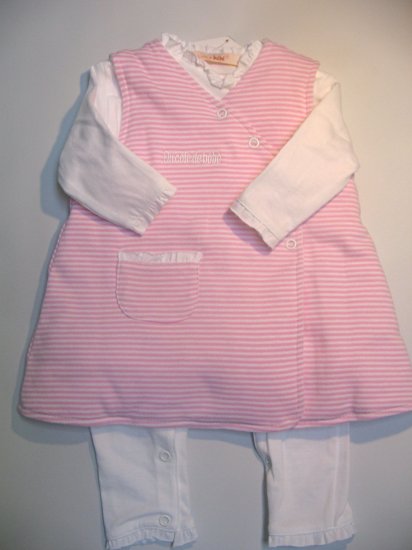 SUCETTE Antimicrobial Cotton Body suit and Dress Set- 3M, Rose. Imported.