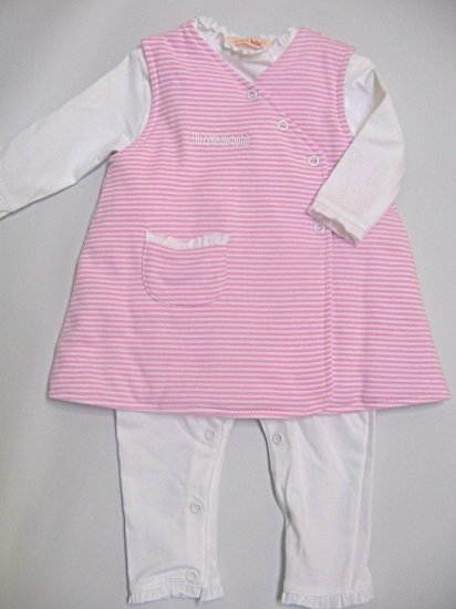 SUCETTE Antimicrobial Cotton Body suit and Dress Set- 6M, Rose. Imported.