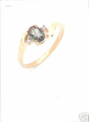 10K Solid Gold Diamond and Topaz Ring size 6.5