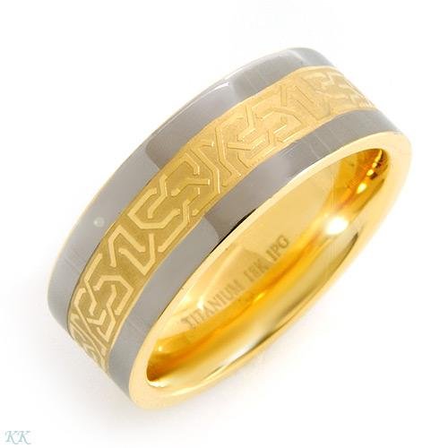 Gents Ring Beautifully Designed in 18K plated Titanium - Size 10.5.