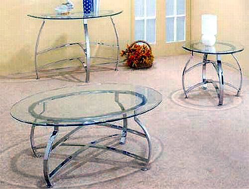 Chrome round coffee table with glass top 7442
