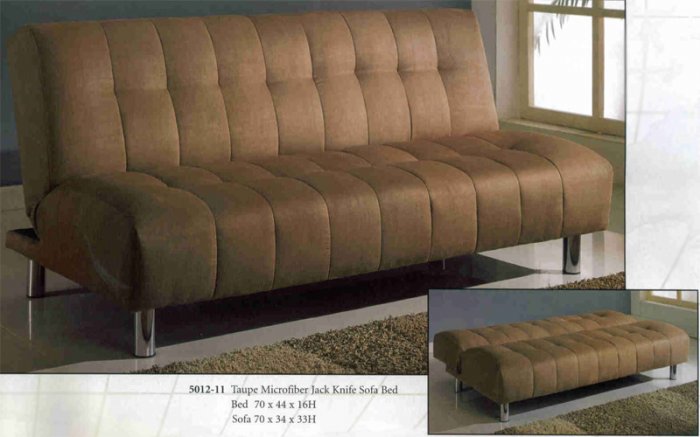 Maria Taupe Microfiber Jack Knife Sofa bed